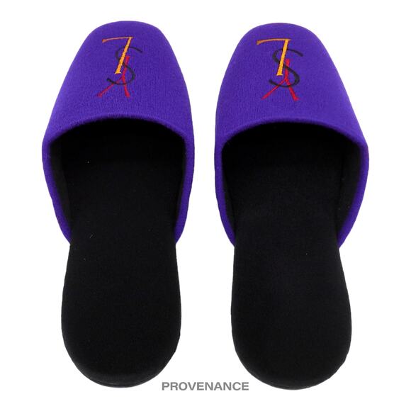 🔴 Yves Saint Laurent YSL Velour Logo Slipper - Purple - Picture 2 of 6